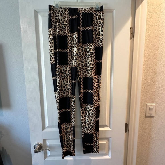 Gold and Black 2 Pc Lg Sleeve Open Front Cardigan & High Waist Pants Sz Large - Picture 5 of 5